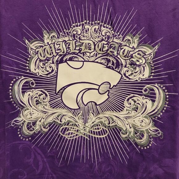 NEW L KSTATE KANSAS PURPLE WILDCATS EMBELLISHED TSHIRT TOP LARGE NWT - Picture 4 of 5